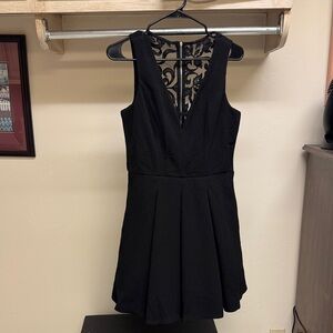 Trixxi Black V-Neck Mini Dress with Lace Back